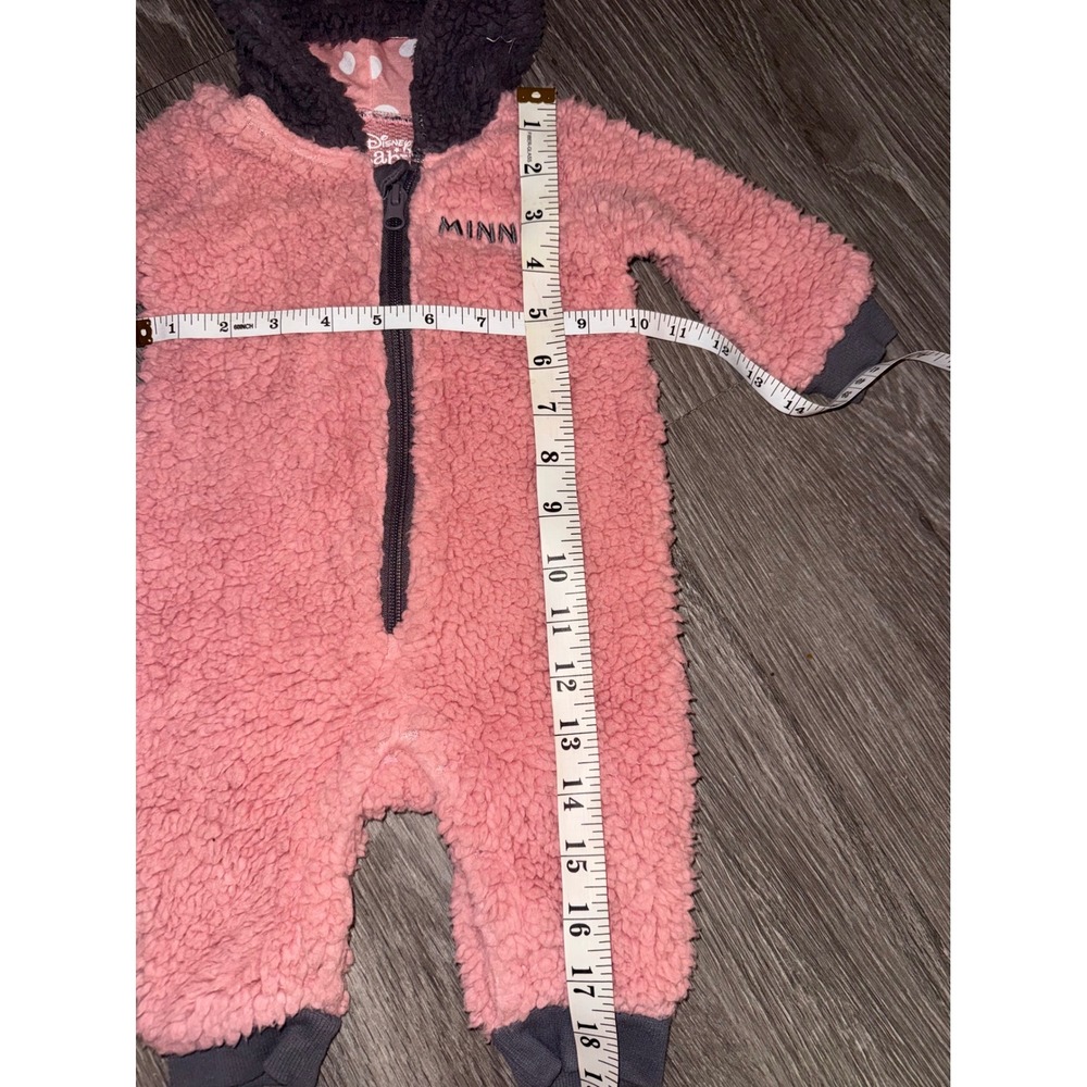 Disney Baby Minnie Mouse Hooded Sherpa Fleece Romper Pram - Picture 3 of 4